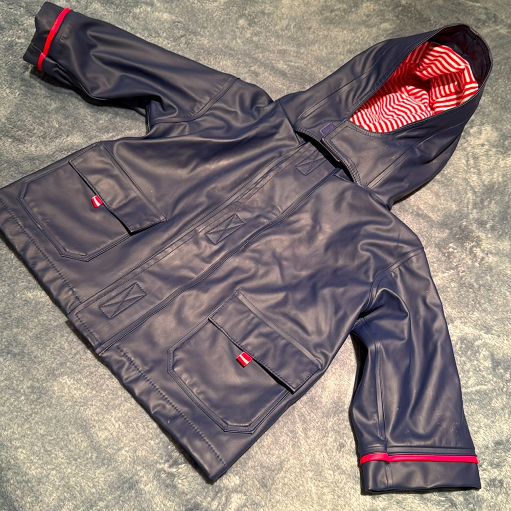 JoJo Maman Bebe Navy Raincoat with Red Trim